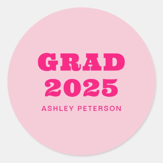 Modern Retro Roze Vetgedrukte Typografie Afstudere Ronde Sticker (Voorkant)