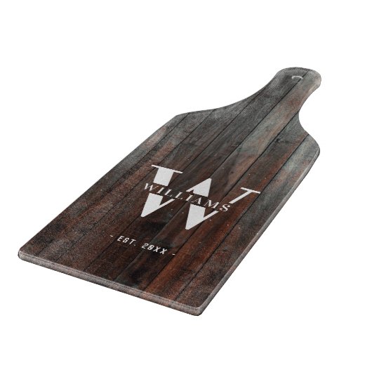 Modern Retro Rustic Monogram Dark Wood   Snijplank (Hoek)