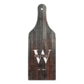 Modern Retro Rustic Monogram Dark Wood   Snijplank (Voorkant)