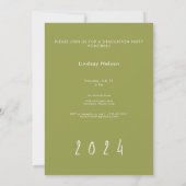 Modern Retro Sage Green Sunburst Photo Afstuderen Kaart (Achterkant)