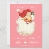Modern Retro Santa Merry Kerstparty Kaart (Voorkant)