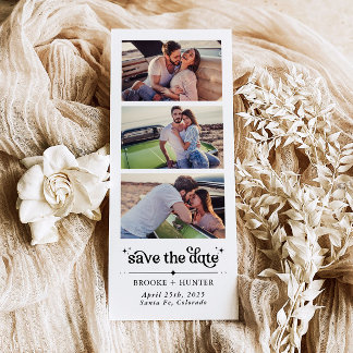 Modern Retro Save The Date | Fotocabine strook Magnetische Uitnodiging