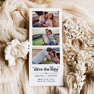 Modern Retro Save The Date   Fotohokje strook Magnetische Uitnodiging
