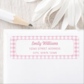 Modern Retro Schattige Girly Pink Gingham Etiket (Insitu)