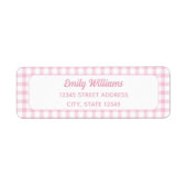 Modern Retro Schattige Girly Pink Gingham Etiket (Voorkant)
