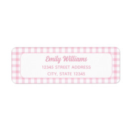 Modern Retro Schattige Girly Pink Gingham Etiket