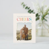 Modern Retro Script Family Photo Christmas Feestdagenkaart (Staand voorkant)