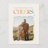 Modern Retro Script Family Photo Christmas Feestdagenkaart (Voorkant)