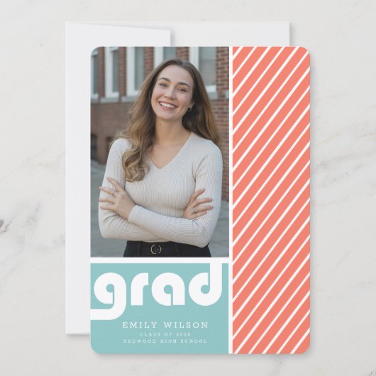 Modern Retro Script Graduate Photo Graduation Kaart (Voorkant)