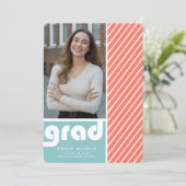 Modern Retro Script Graduate Photo Graduation Kaart (Staand voorkant)