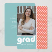 Modern Retro Script Graduate Photo Graduation Kaart (Voorkant / Achterkant)