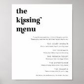 Modern Retro Script Het zoenende Menu Trouwbord Poster (Voorkant)