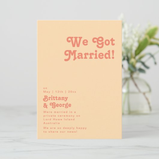 Modern Retro | Sinaasappel Crème Trouwkaart Kaart (Staand voorkant)