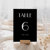 Modern Retro Solid Black Trouwtafel Nummer Kaart