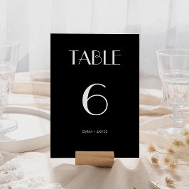 Modern Retro Solid Black Trouwtafel Nummer Kaart