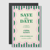 Modern Retro Striped Magnetische Uitnodiging (Voorkant / Achterkant)