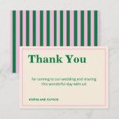 Modern Retro Striped Wedding Information Bedankkaart (Voorkant / Achterkant)