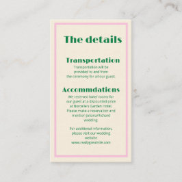 Modern Retro Striped  Wedding Information  Visitekaartje