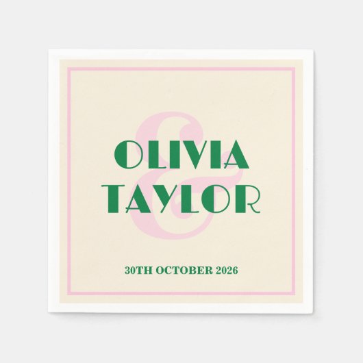 Modern Retro Striped Wedding Invitation Servet (Voorkant)