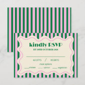 Modern Retro Striped Wedding RSVP Card (Voorkant / Achterkant)