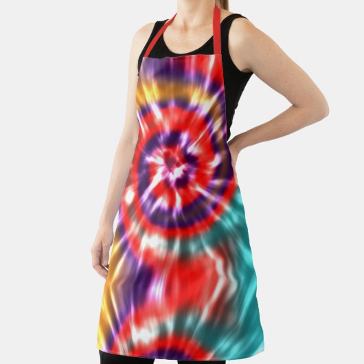 Modern Retro Stropdas geverfd rood turquoise geel Schort (Insitu)