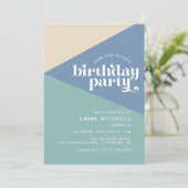 Modern Retro Surf Blauw | Strand verjaardagsfeestj Kaart (Staand voorkant)