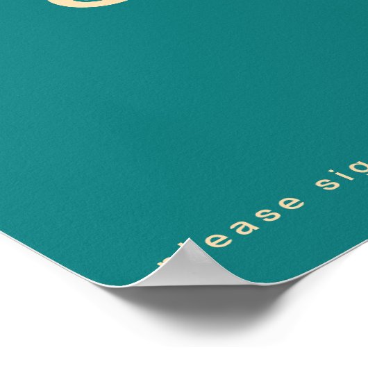Modern Retro | Teal Gastenboek Handtekening Poster (Hoek)