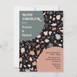 Modern Retro Terrazzo Baby shower Kaart