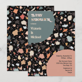 Modern Retro Terrazzo Baby shower Kaart