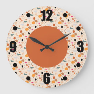 Modern Retro Terrazzo Colorful Pattern Grote Klok