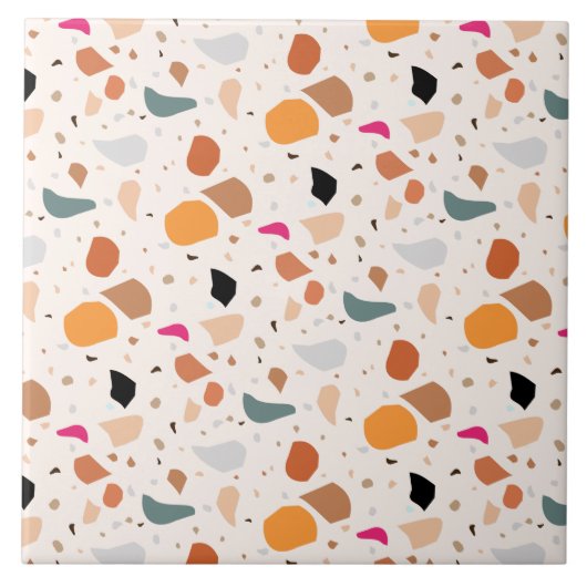 Modern Retro Terrazzo Colorful Pattern Tegeltje (Voorkant)