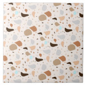 Modern Retro Terrazzo Stone Blue Brown Mix Pattern Tegeltje (Voorkant)