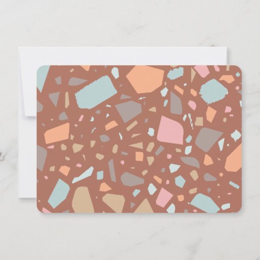 Modern Retro Terrazzo Vrijgezellenfeest Kaart (Achterkant)