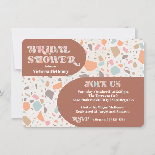 Modern Retro Terrazzo Vrijgezellenfeest Kaart (Voorkant)