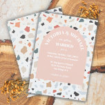 Modern Retro Terrazzo Wedding Arch Kaart<br><div class="desc">Terrazzo pattern wedding invitation with light peachy pink arch. Features large terrazzo in colors of terracotta, pinks, orange, blues, tans and cream. Great for a modern retro casual wedding. All wording can be changed to a rehearsal dinner, bridal shower, engagement party, etc. To make more changes go to Personalize this...</div>