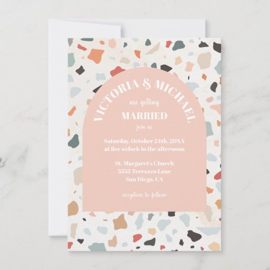 Modern Retro Terrazzo Wedding Arch Kaart (Voorkant)