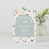 Modern Retro Terrazzo Wedding Arch Uitnodiging (Staand voorkant)
