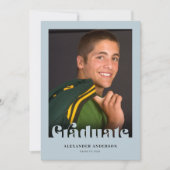 Modern Retro Text Blue Afstuderen Kaart (Voorkant)