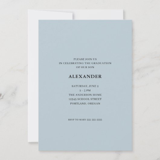 Modern Retro Text Blue Afstuderen Kaart (Achterkant)