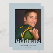 Modern Retro Text Blue Afstuderen Kaart (Voorkant / Achterkant)