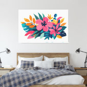Modern retro tropical flora 01 canvas afdruk (Insitu (Slaapkamer))