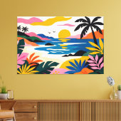 Modern retro tropical landscape 02 canvas afdruk (Insitu (Woonkamer))