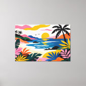 Modern retro tropical landscape 02 canvas afdruk (Voorkant)