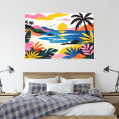 Modern retro tropical landscape 02 canvas afdruk (Insitu (Slaapkamer))