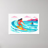 Modern retro tropical surf 02 canvas afdruk (Voorkant)