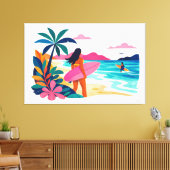 Modern retro tropical surf 03 canvas afdruk (Insitu (Woonkamer))