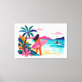 Modern retro tropical surf 03 canvas afdruk (Voorkant)