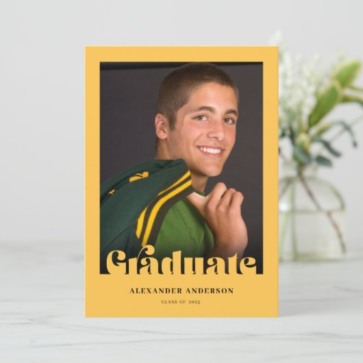Modern Retro Typografie Foto Afstuderen Kaart (Staand voorkant)