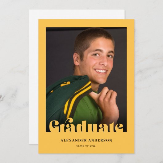 Modern Retro Typografie Foto Afstuderen Kaart (Voorkant / Achterkant)