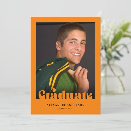 Modern Retro Typografie Foto Afstuderen Kaart (Staand voorkant)
